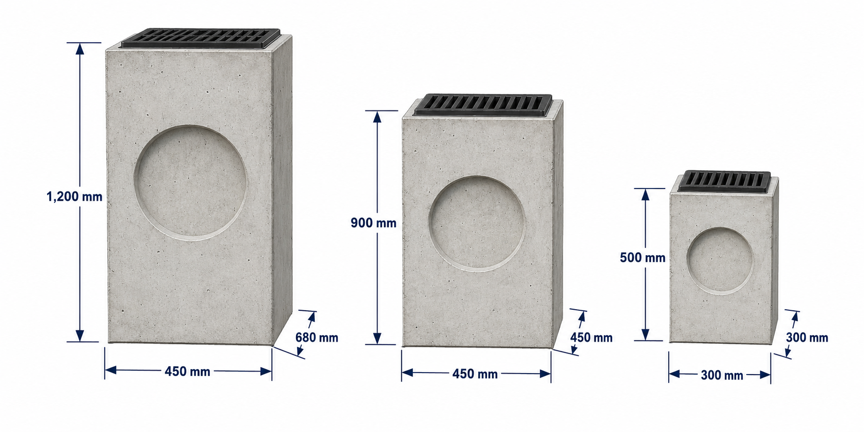 Wade Precast Concrete Cesspit Technical Drawing